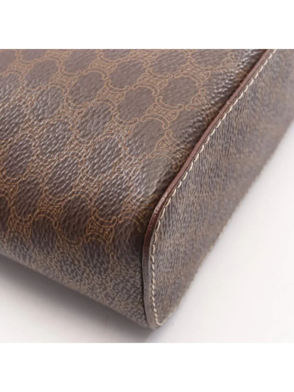 Celine Handbag Macadam Brown Canvas Leather Vanity Bag